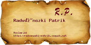 Radvánszki Patrik névjegykártya